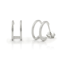 925 Sterling Silver Gold Plated Polished Double Hoop Earring