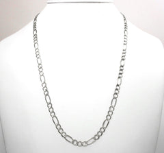 14K White Gold 4.5mm Solid Figaro Link Chain