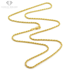 14K Yellow Gold 2.5mm Solid Rope Diamond Cut Chain