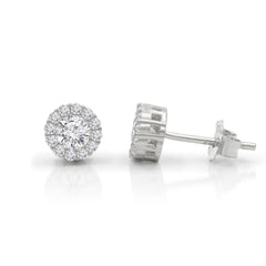 925 Sterling Silver Gold Plated Micro Pave Minimalist Round Halo Stud Earring