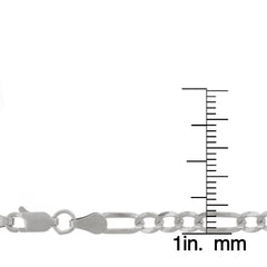14K White Gold 4mm Solid Figaro Link Chain
