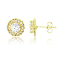 925 Sterling Silver Micro Pave Halo Stud Earring