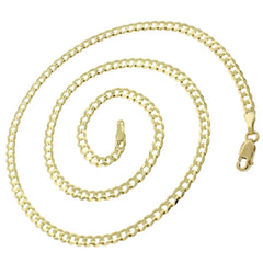 14K Yellow Gold 3mm Solid Cuban Curb Link Chain