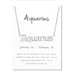 Stainless Steel 12 Zodiac Old English, Nameplate Pendant Necklace