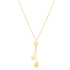 14K Yellow Gold Round Dangle Disc Lariat Necklace