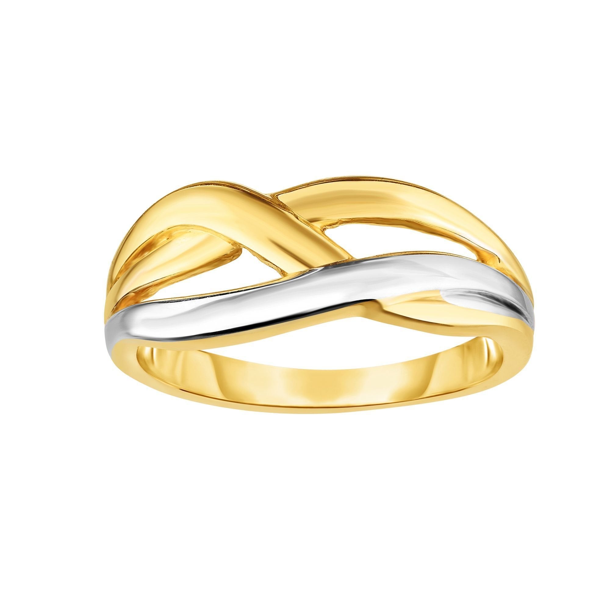 14K Two Tone Gold Woven Minimalist Ring