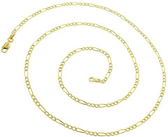 14K Yellow Gold 2mm Hollow Figaro Link Chain