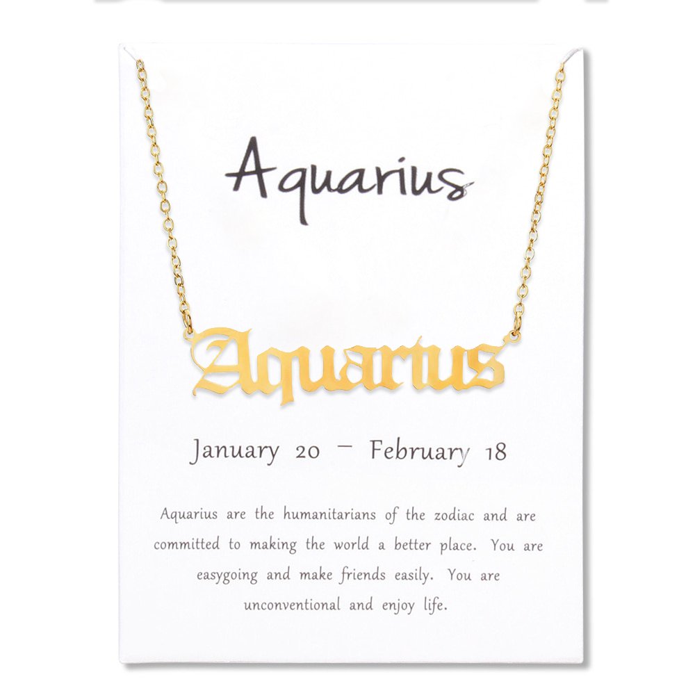 Stainless Steel 12 Zodiac Old English, Nameplate Pendant Necklace