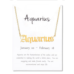 Stainless Steel 12 Zodiac Old English, Nameplate Pendant Necklace