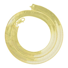 925 Sterling Silver 11.5mm Flat Herringbone Link Yellow Gold Plated Chain