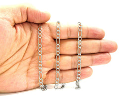 14K White Gold 4.5mm Solid Figaro Link Chain