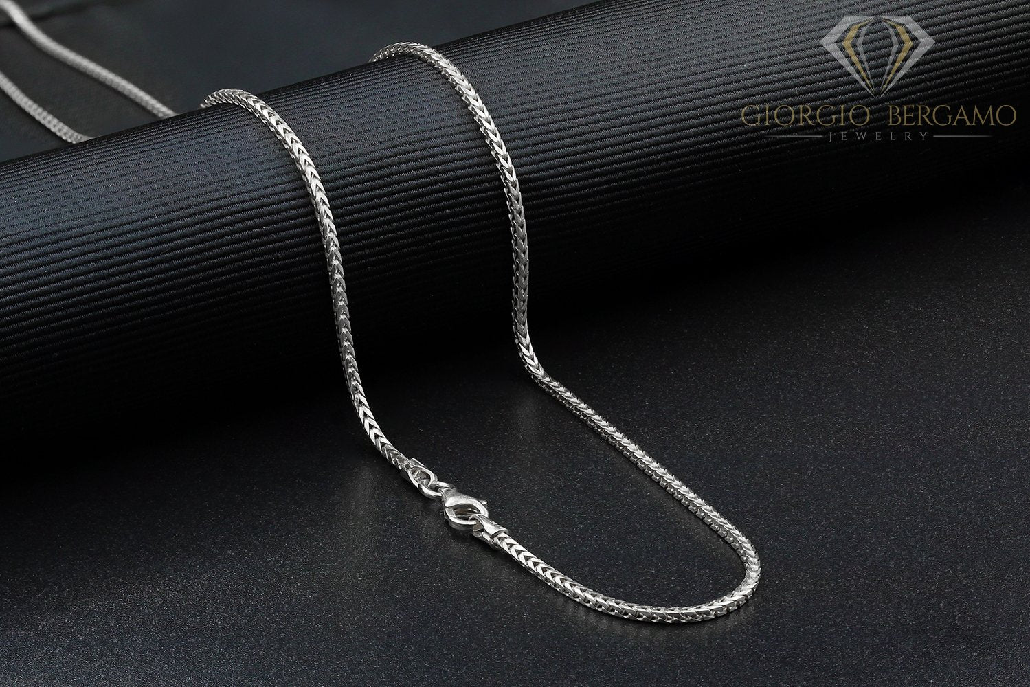 925 Sterling Silver 1.5mm Solid Franco Rhodium Chain
