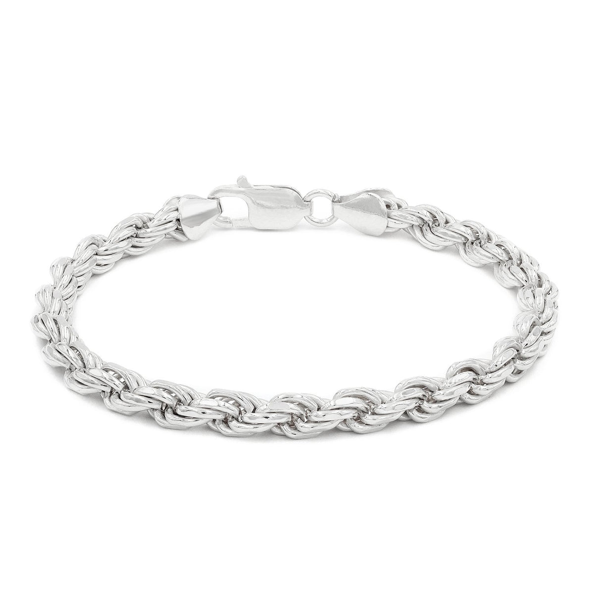 925 Sterling Silver Solid Rope 5.5mm Diamond Cut ITProLux Bracelet