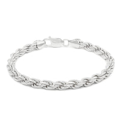 925 Sterling Silver Solid Rope 5.5mm Diamond Cut ITProLux Bracelet