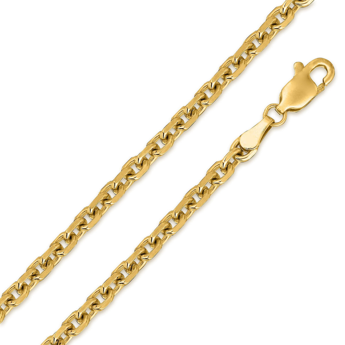 14K Yellow Gold 3.5mm Cable Diamond Cut Chain