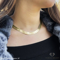 925 Sterling Silver 11.5mm Flat Herringbone Link Yellow Gold Plated Chain