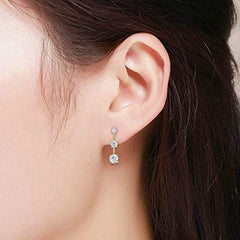 14K Yellow Gold Graduated Crystal Bar Stud Earrings