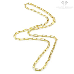 925 Sterling Silver 3.5mm Paper Clip Yellow Gold Plated Chain