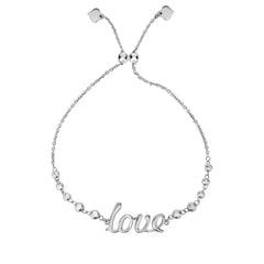 925 Sterling Silver Love Adjustabe Pull Bolo Bracelet