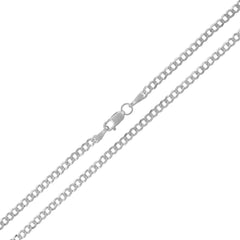 14K White Gold 2.5mm Solid Cuban Curb Link Chain