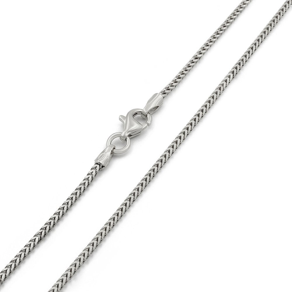 925 Sterling Silver 1mm Solid Franco Rhodium Chain