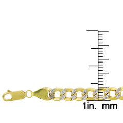 14K Yellow Gold 5mm Hollow Cuban Diamond Cut Pave Curb Link Chain