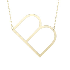 14K Yellow Gold Polished Initial Sideways Necklace