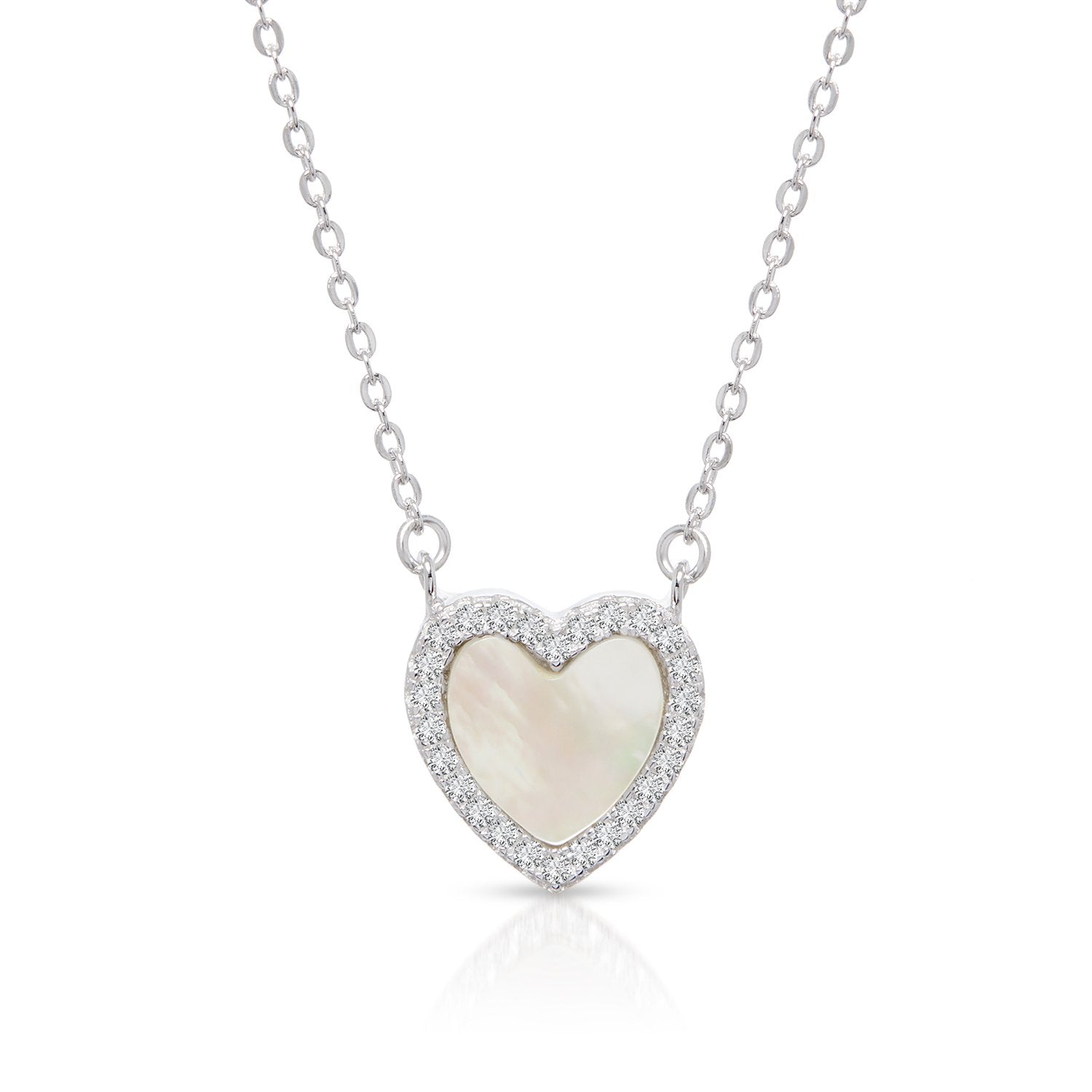925 Sterling Silver Mother of Pearl Heart Necklace