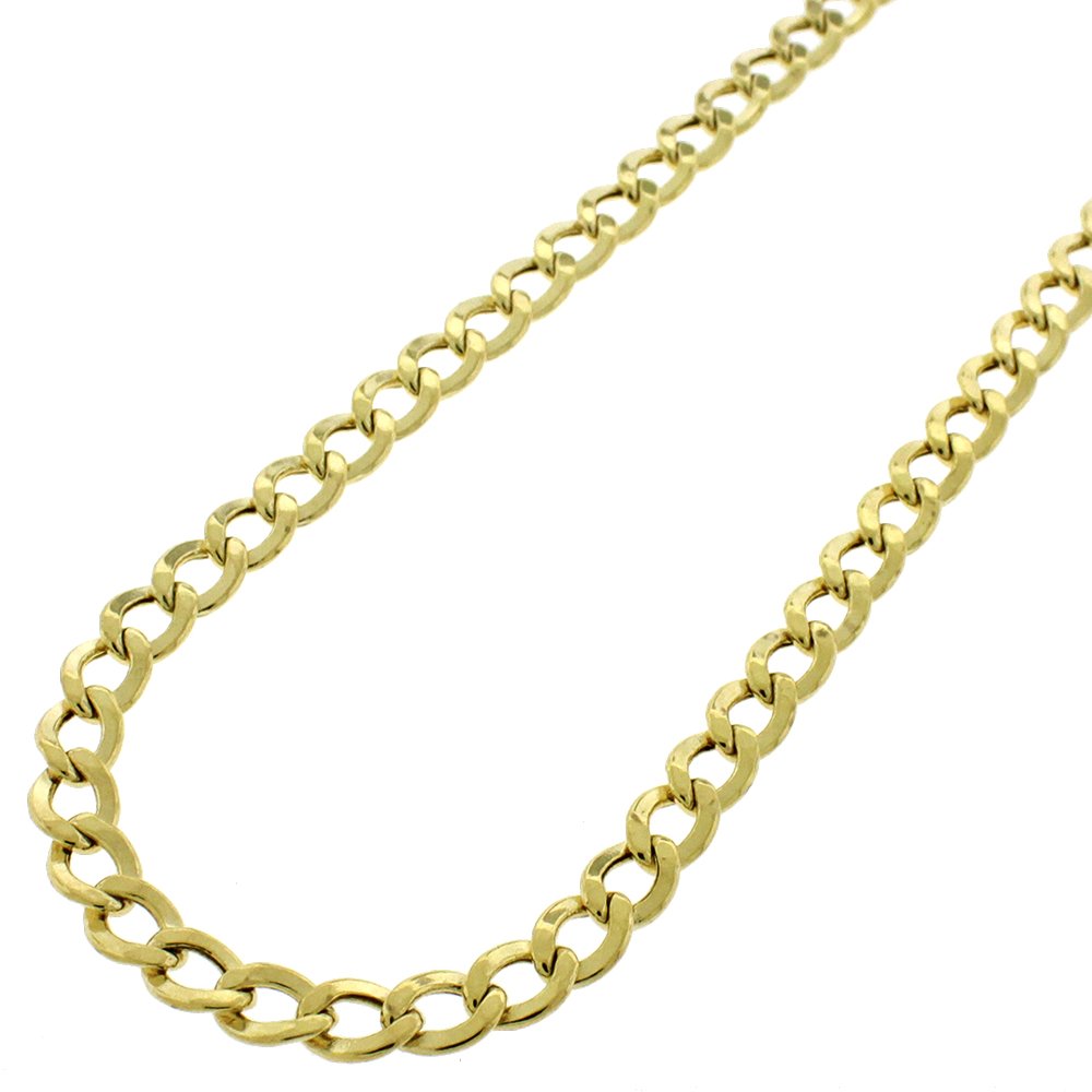 14K Yellow Gold 5mm Hollow Cuban Curb Link Chain