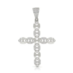 925 Sterling Silver Micro Pave Mariner Cross Pendant Only