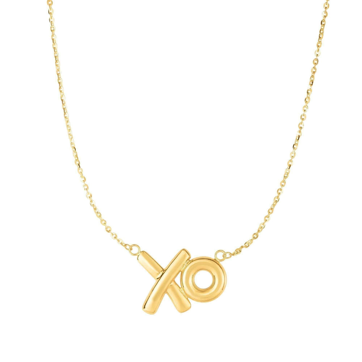 14K Yellow Gold Puffed X & O Pendant Necklace