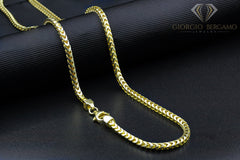 925 Sterling Silver 3mm Solid Franco Gold Plated Chain