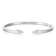 925 Sterling Silver Micro Pave Pointed Candy Cuffed Coil Bracelet