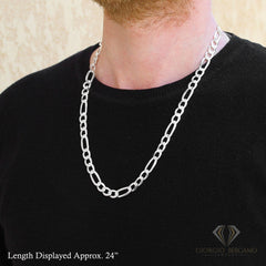 925 Sterling Silver Solid Figaro 8.5mm ITProLux Link Chain