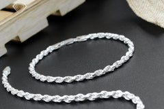 925 Sterling Silver Solid Rope 4mm Diamond Cut ITProLux Bracelet