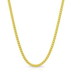 925 Sterling Silver 2mm Solid Miami Cuban Gold Plated Chain