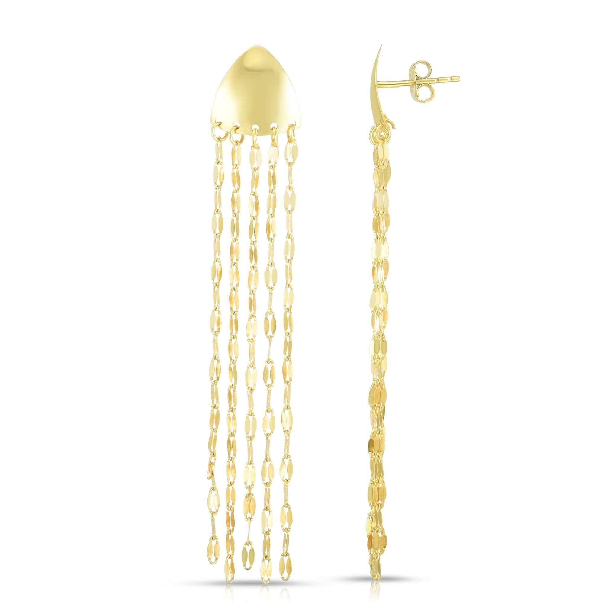 14K Yellow Gold Shiny Chandelier Tassel Earring