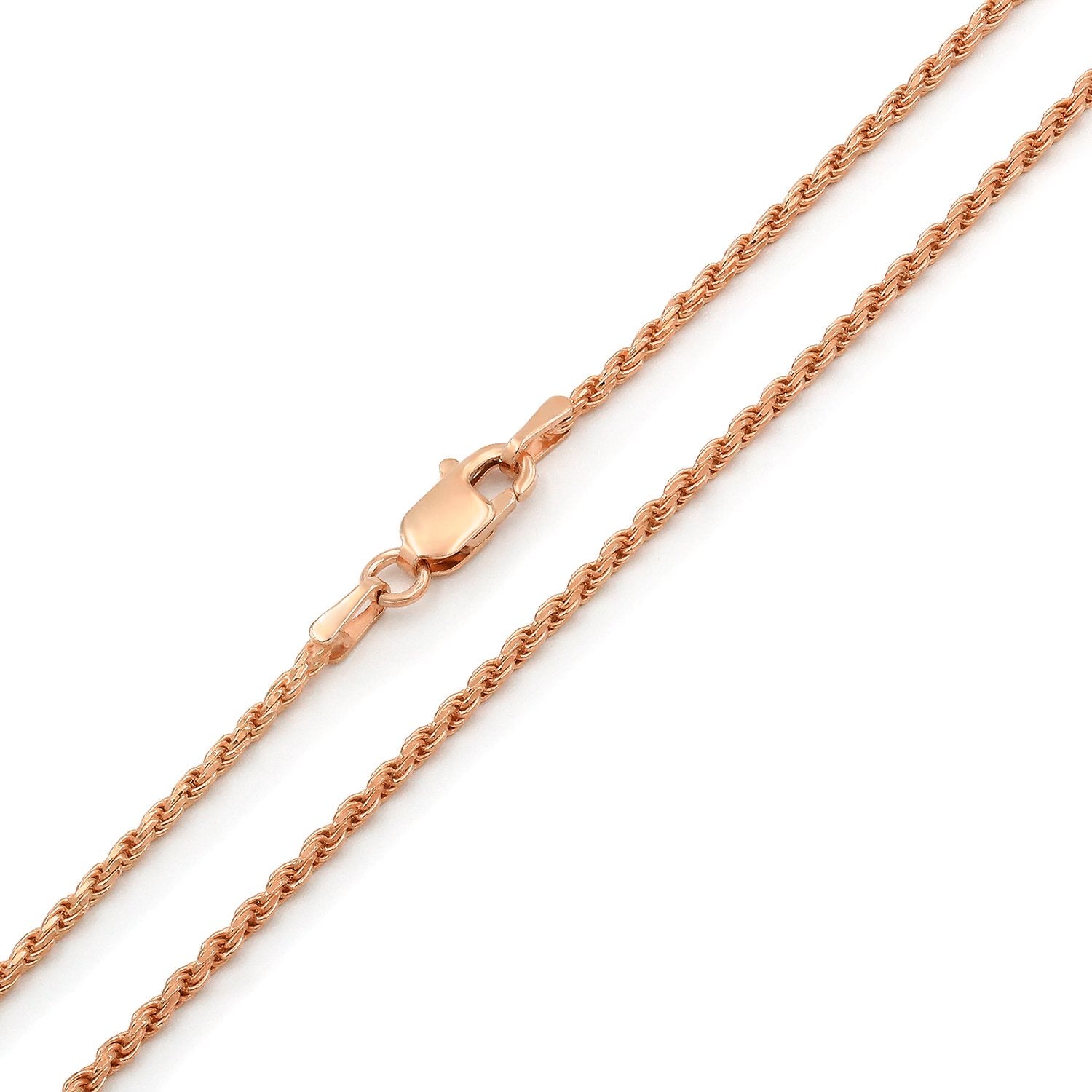 14K Rose Gold 1.5mm Solid Rope Diamond Cut Chain