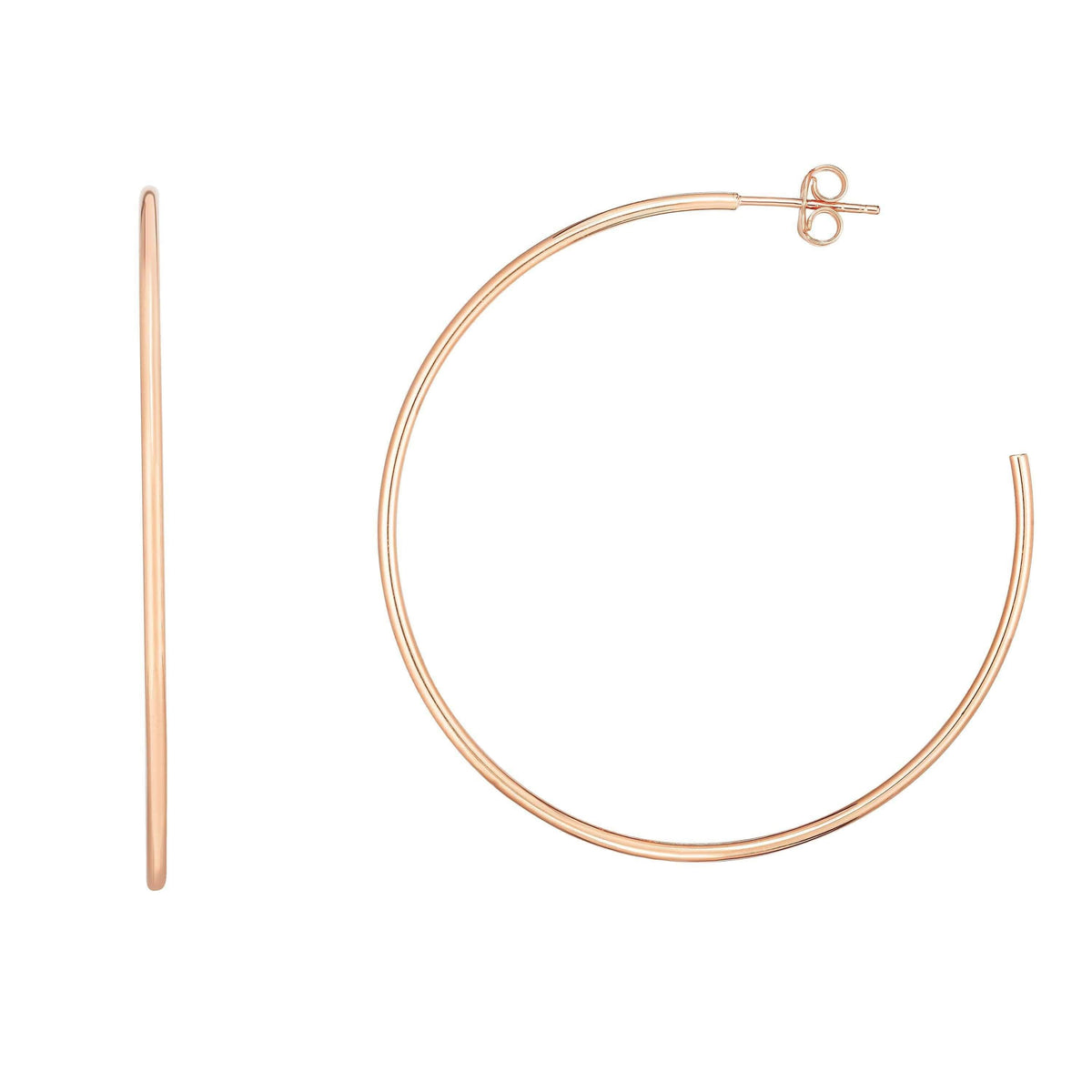 14K Gold 50mm High Polish Hoop Earrings
