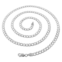 14K White Gold 5mm Solid Cuban Curb Link Chain