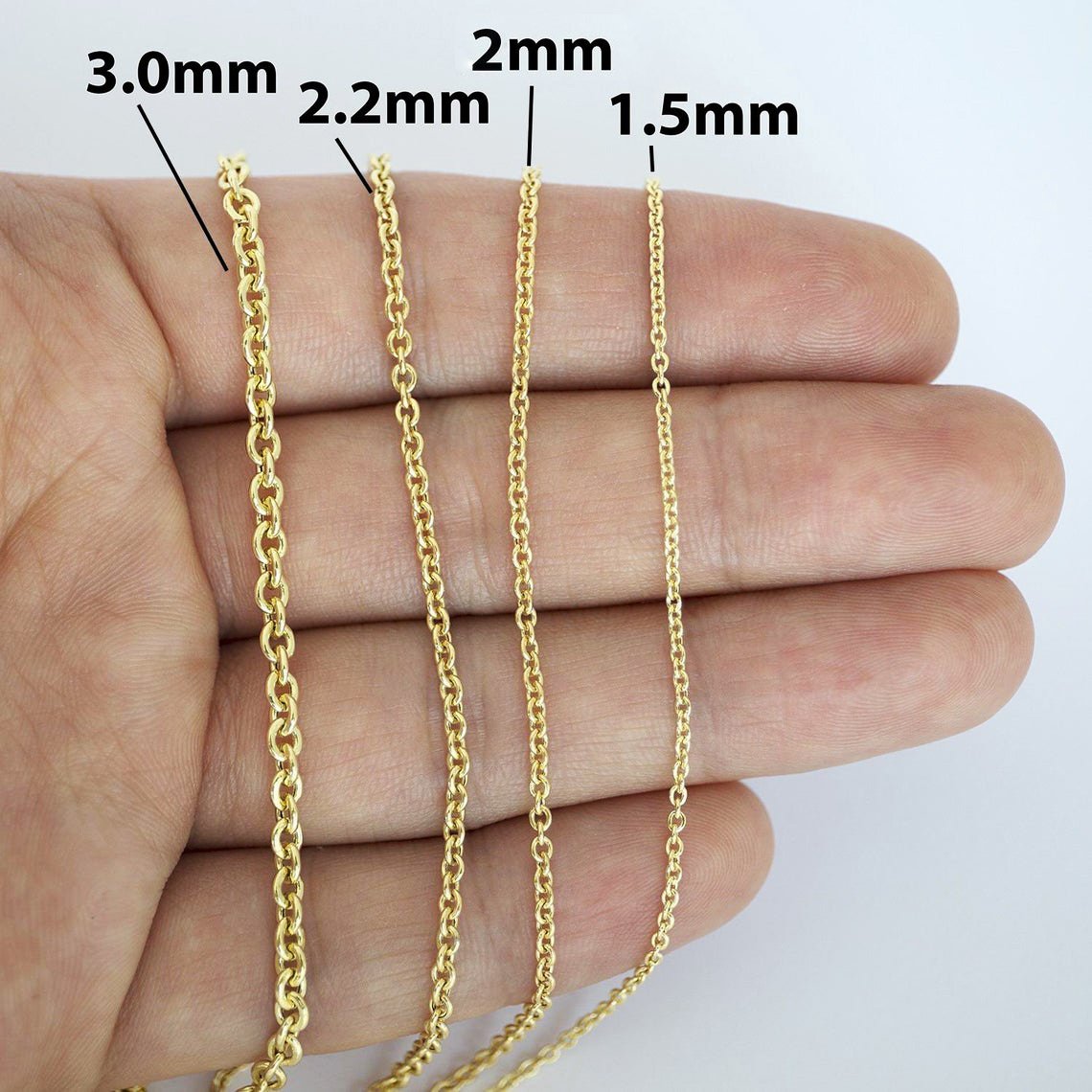 14K Yellow Gold 3mm Forsantina Cable Chain