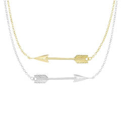 14K Gold Textured Arrow Bar Necklace