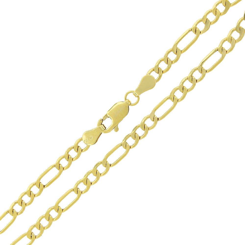 14K Yellow Gold 3.5mm Hollow Figaro Link Chain