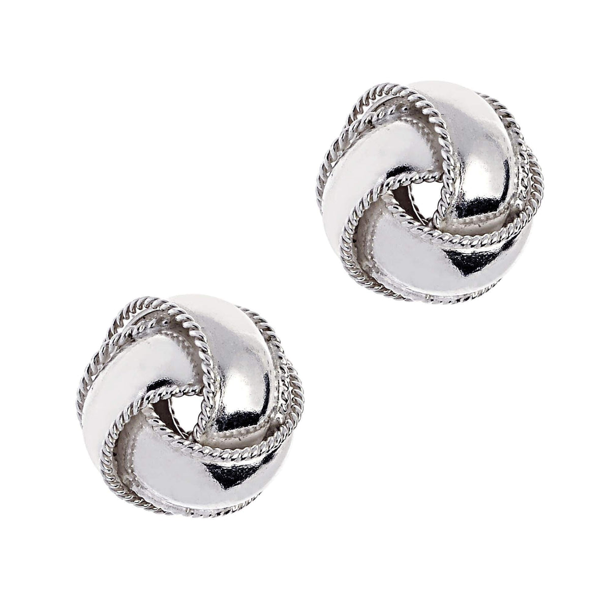 925 Sterling Silver Polished Braided Love Knot Stud Earrings