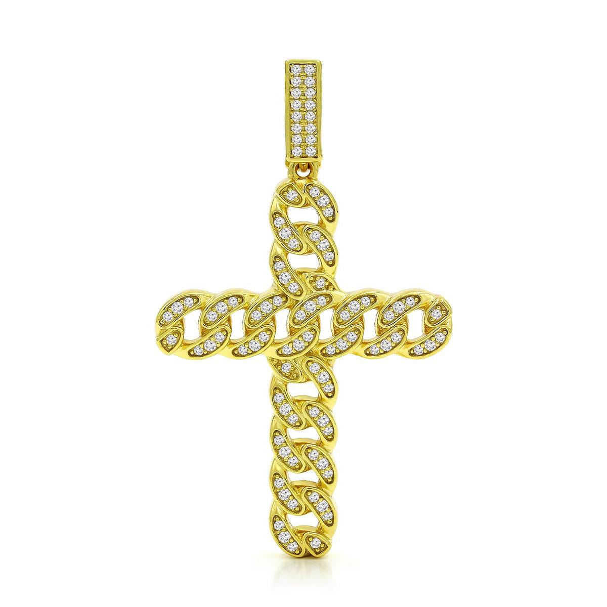925 Sterling Silver Micro Pave Miami Cuban Cross Pendant Only