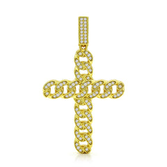 925 Sterling Silver Micro Pave Miami Cuban Cross Pendant Only