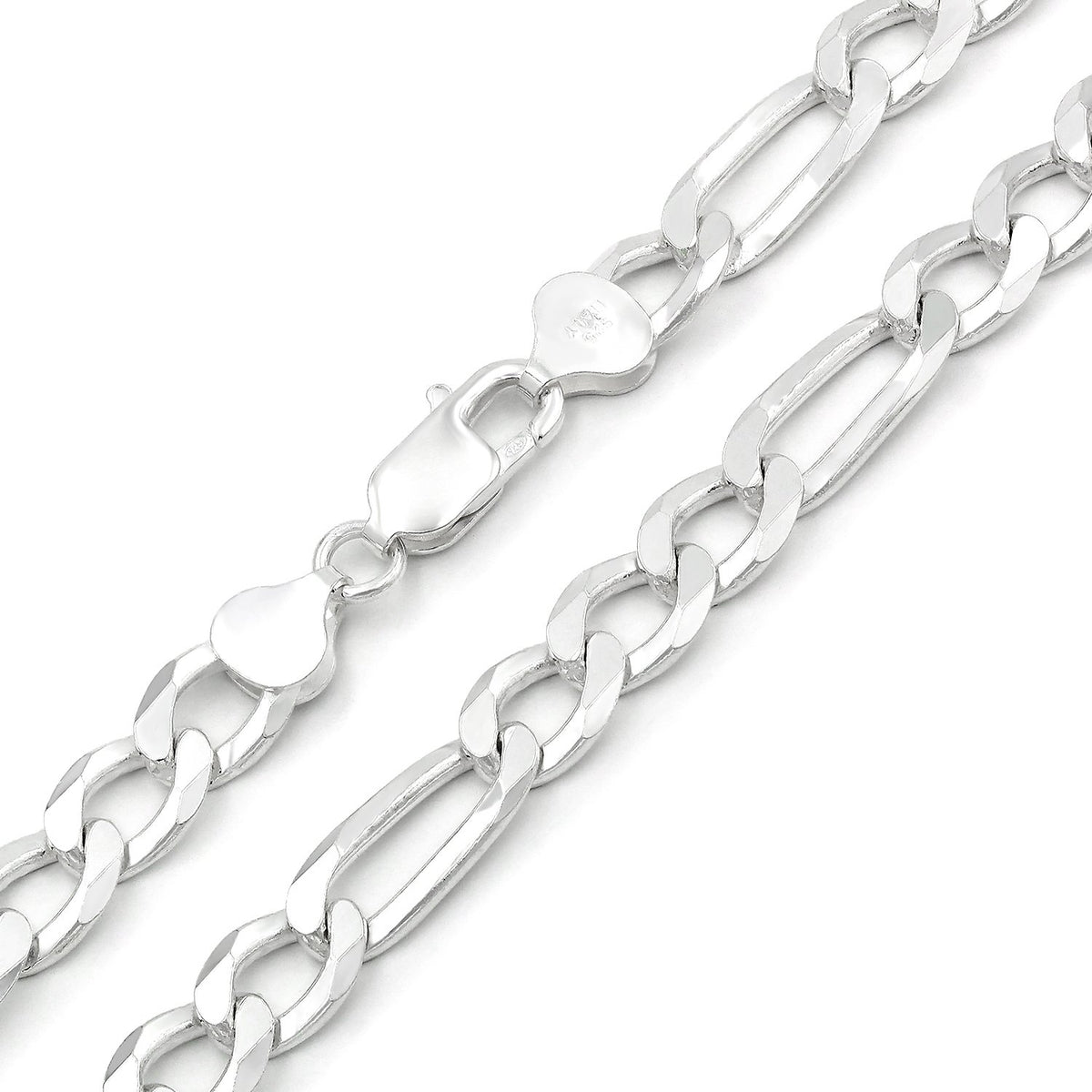 925 Sterling Silver Solid Figaro 8.5mm ITProLux Link Chain