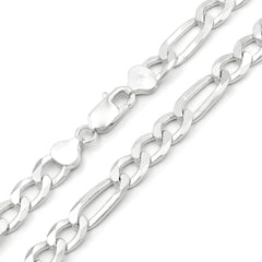 925 Sterling Silver Solid Figaro 8.5mm ITProLux Link Chain