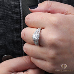 1.80 CTTW Moissanite Cushion Cut Halo Engagement Ring in 925 Sterling Silver
