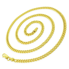 925 Italian Sterling Silver 4mm Solid Miami Cuban Gold Plated Chain